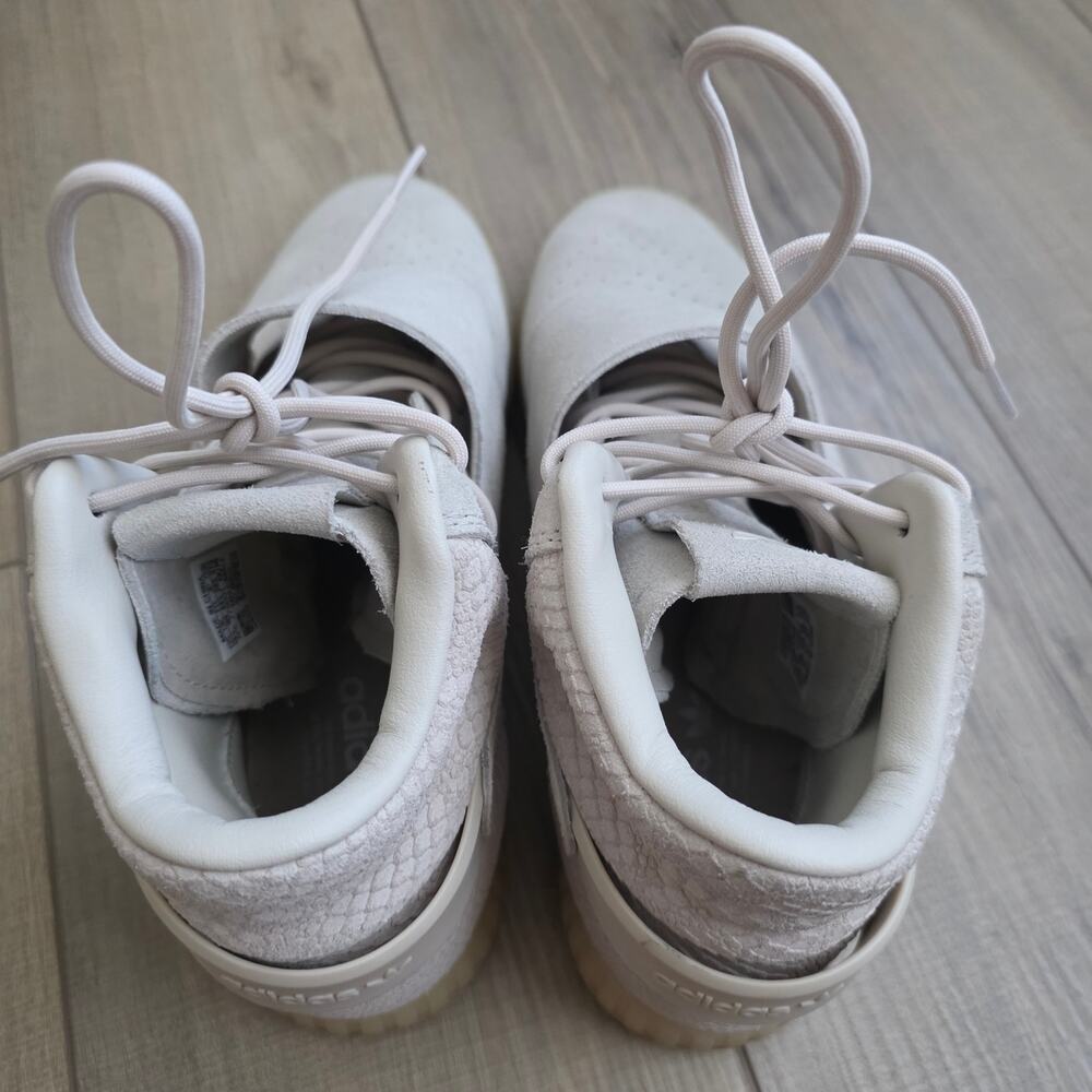 Adidas Tubular Invader Strap Cream Snake High Top Sneakers Men Sz 10.5 BB8943 - Picture 8 of 16